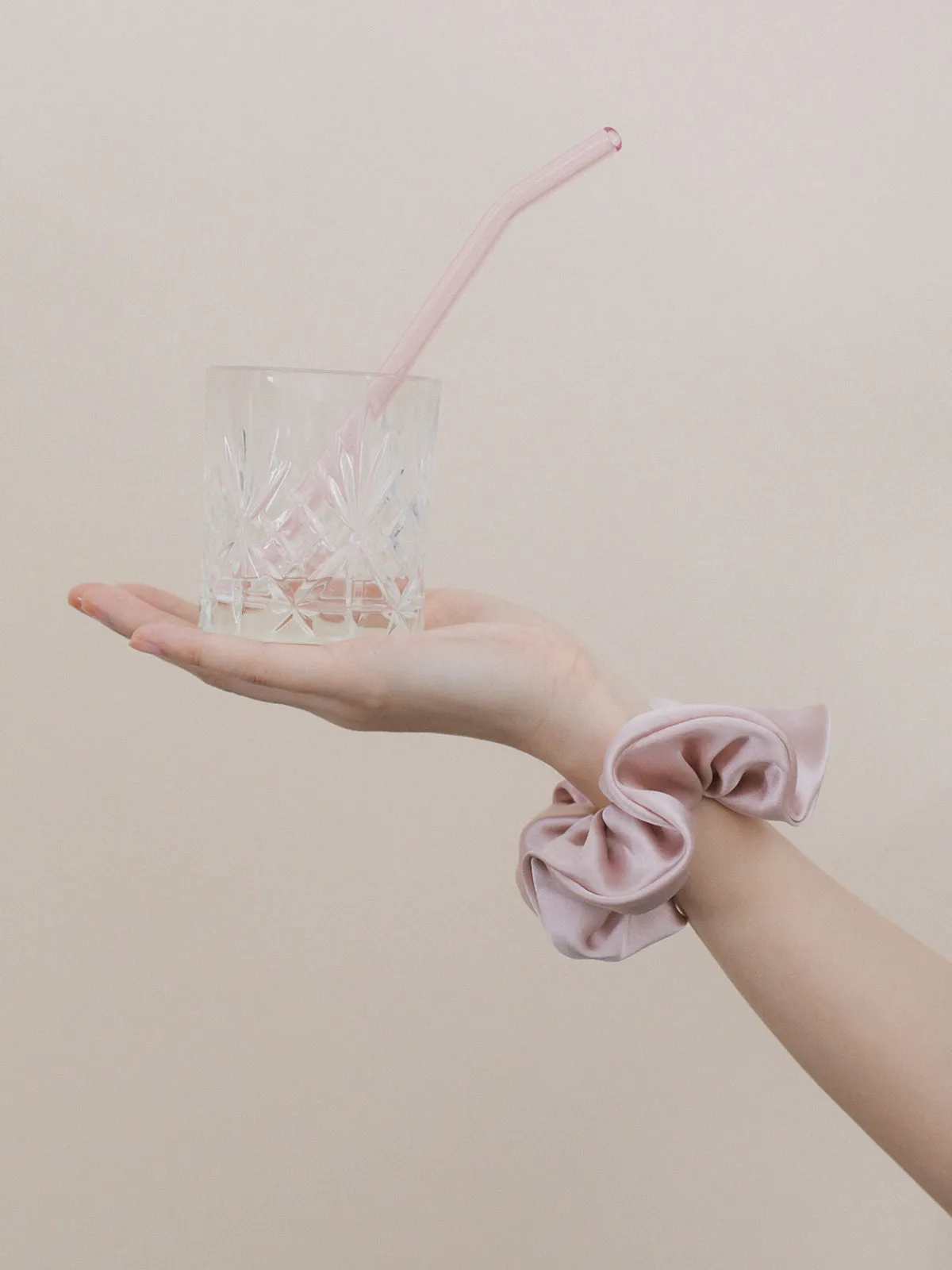"Silken Hair" Silk Scrunchie Hair Tie - Pale Rose