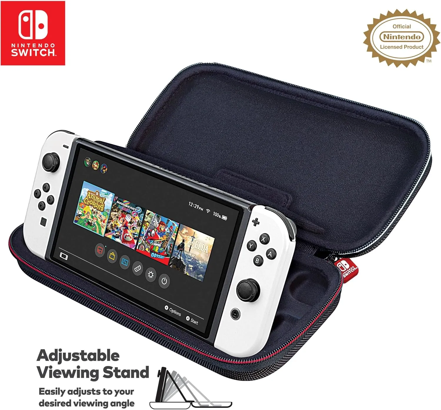 RDS  Officially Licensed Nintendo Switch Deluxe OLED, Nintendo Switch, & Switch Lite Case - Purple Ballistic Nylon, Viewing Stand, & Bonus Game Cases, #1 Selling Case in USA