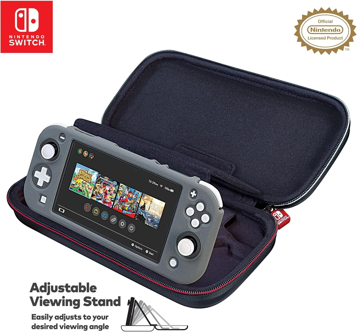 RDS  Officially Licensed Nintendo Switch Deluxe OLED, Nintendo Switch, & Switch Lite Case - Purple Ballistic Nylon, Viewing Stand, & Bonus Game Cases, #1 Selling Case in USA