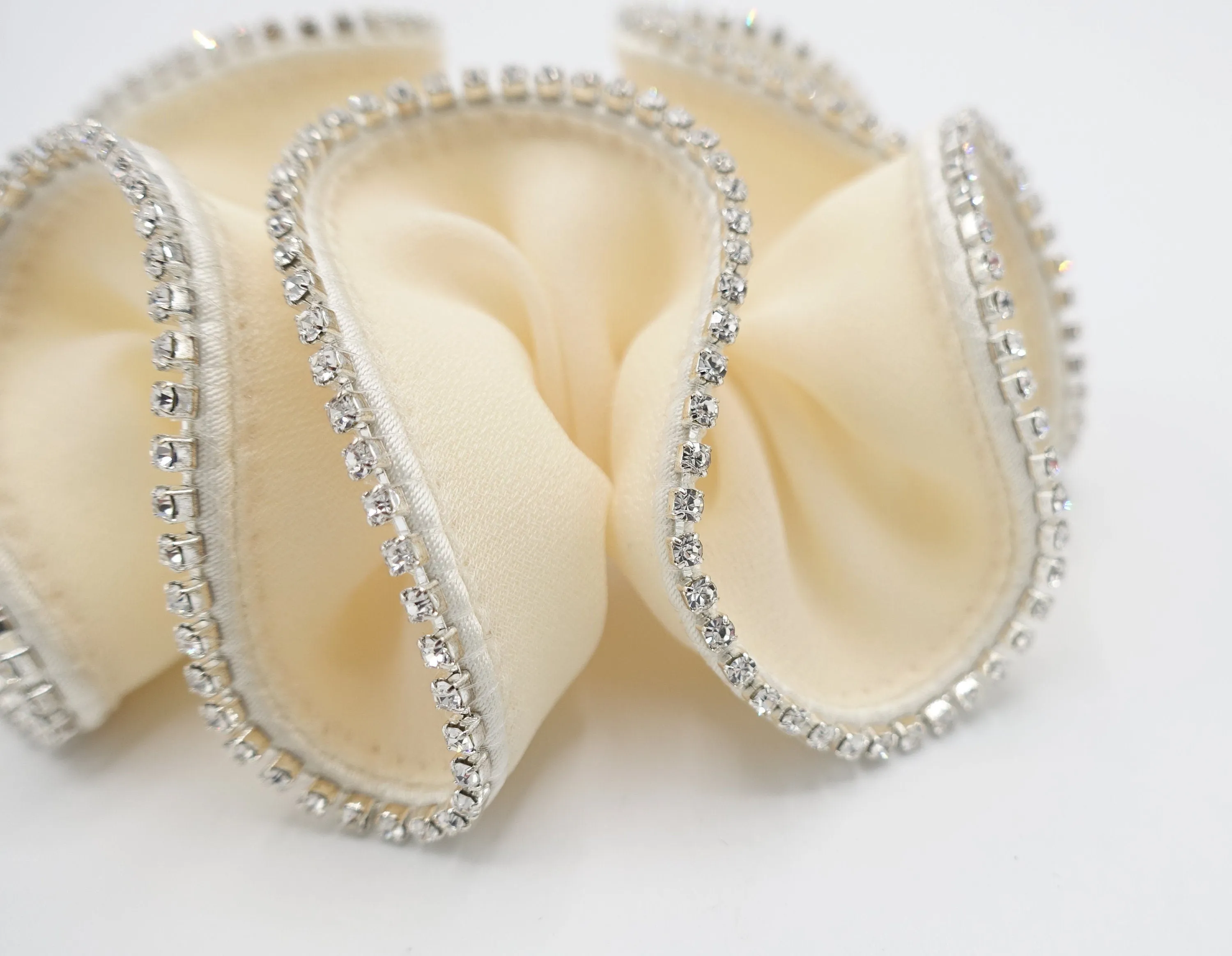 rhinestone edge silk chiffon scrunchies crystal decorated hair elastic scrunchie for women