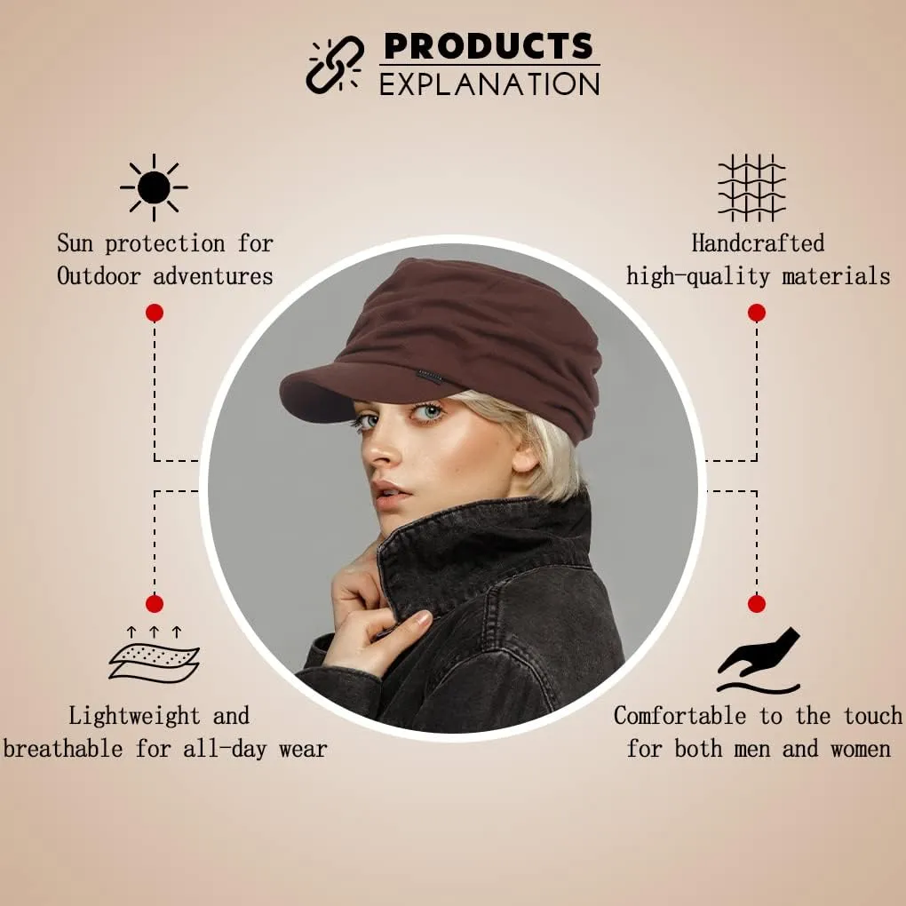 Ruphedy Newsboy Cap for Women Summer Chemo Headwear Hair Loss Cancer Hat with Brim