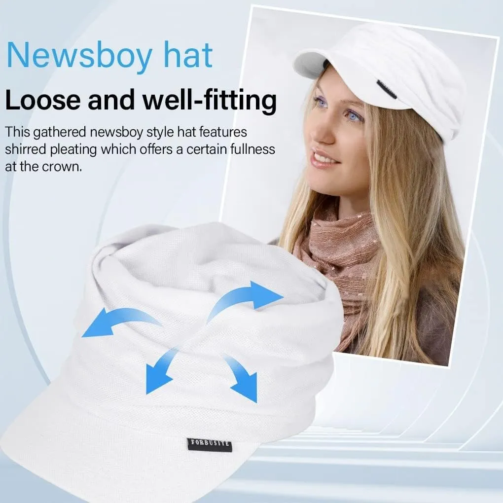 Ruphedy Newsboy Cap for Women Summer Chemo Headwear Hair Loss Cancer Hat with Brim