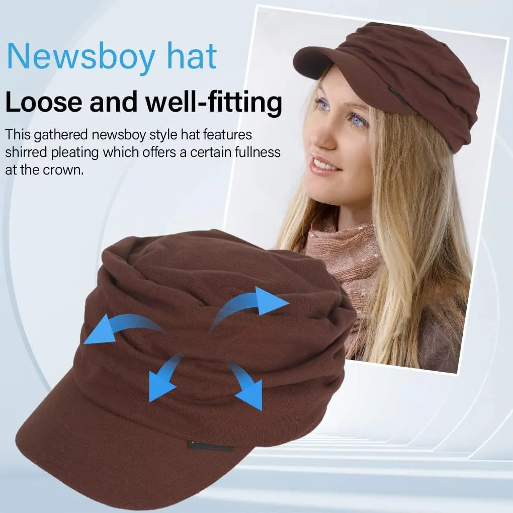 Ruphedy Newsboy Cap for Women Summer Chemo Headwear Hair Loss Cancer Hat with Brim