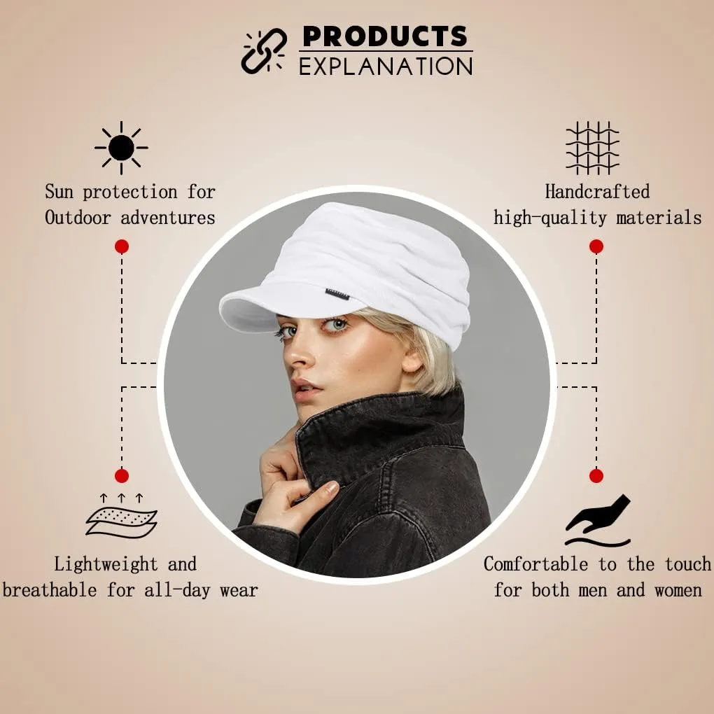 Ruphedy Newsboy Cap for Women Summer Chemo Headwear Hair Loss Cancer Hat with Brim