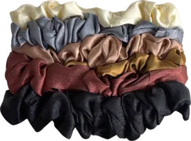 Set of 5 neutral Satin Hair Scrunchies