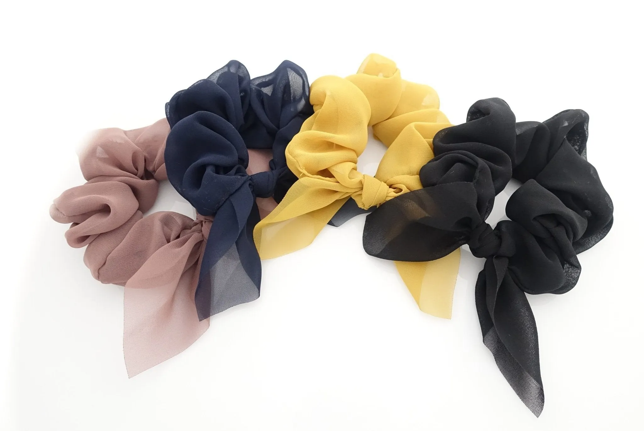 sheer chiffon bow knot scrunchies pretty women scrunchie hair accessory