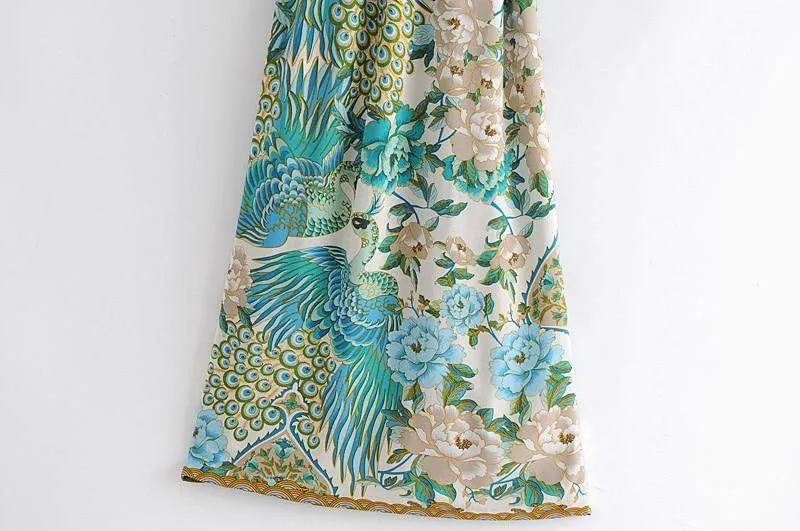 Sigiriya Peacock Print Kimono