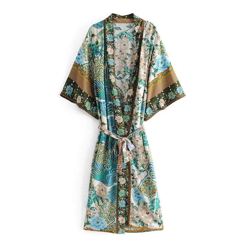 Sigiriya Peacock Print Kimono