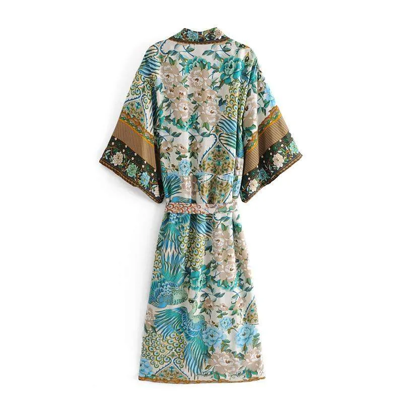 Sigiriya Peacock Print Kimono