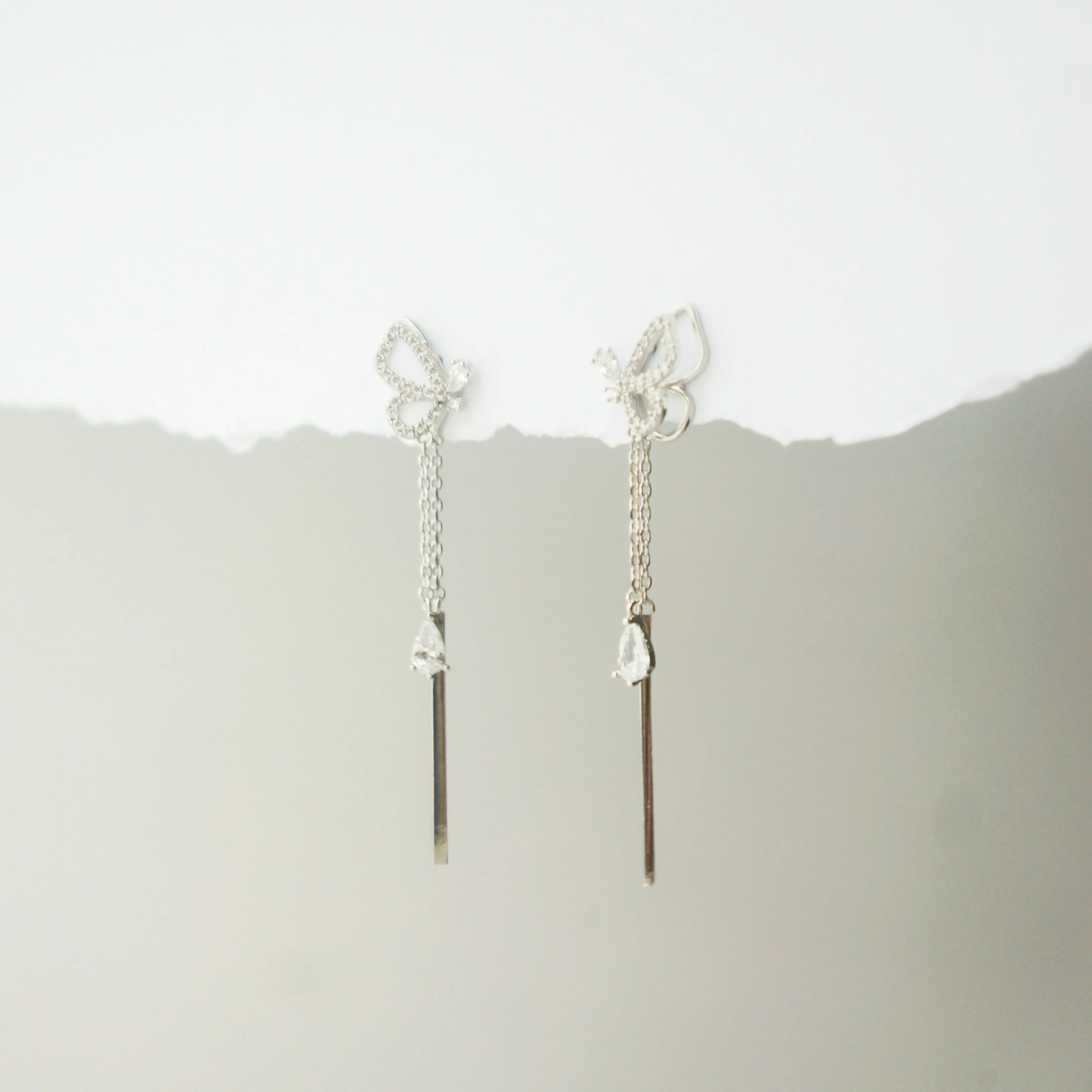 Silver Celestial Butterfly Earrings