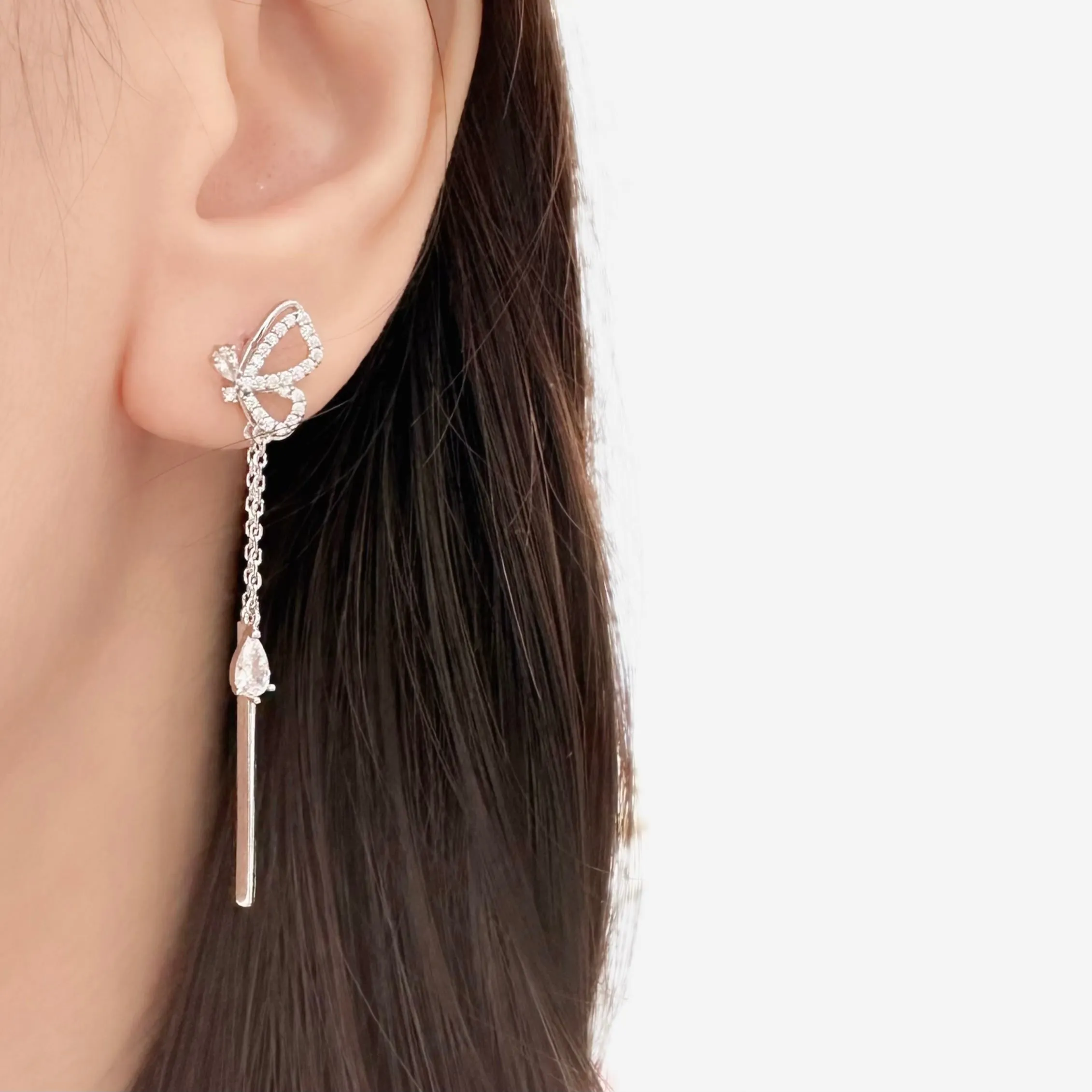 Silver Celestial Butterfly Earrings