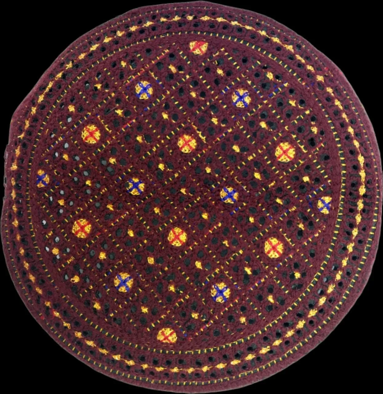 Sindhi Topi Kufi Traditional Handmade Cap with Embroidered Front Cut Unisex, Ramadan, Eid Gift for Muslims Made in Pakistan