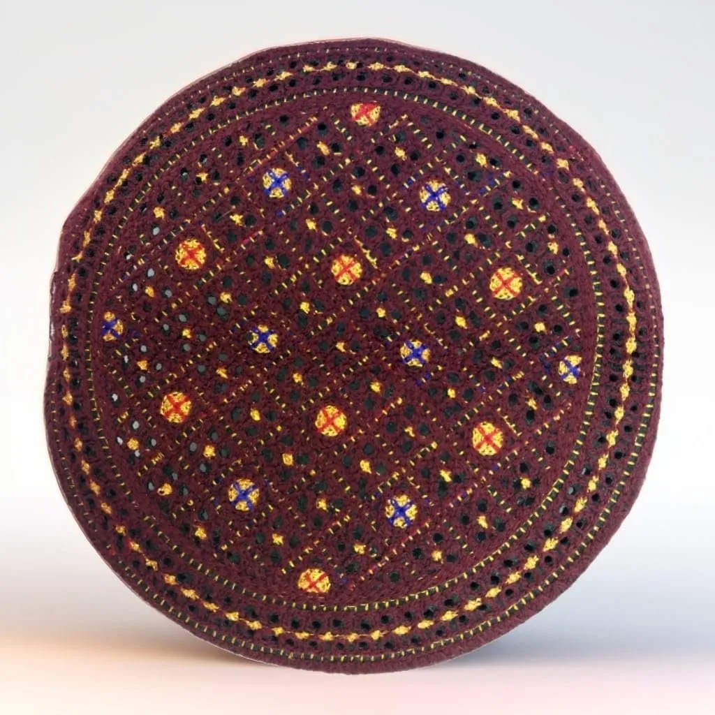 Sindhi Topi Kufi Traditional Handmade Cap with Embroidered Front Cut Unisex, Ramadan, Eid Gift for Muslims Made in Pakistan