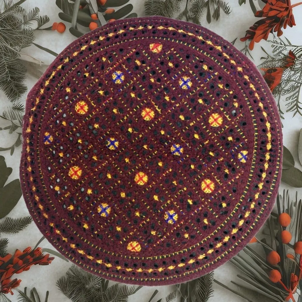 Sindhi Topi Kufi Traditional Handmade Cap with Embroidered Front Cut Unisex, Ramadan, Eid Gift for Muslims Made in Pakistan