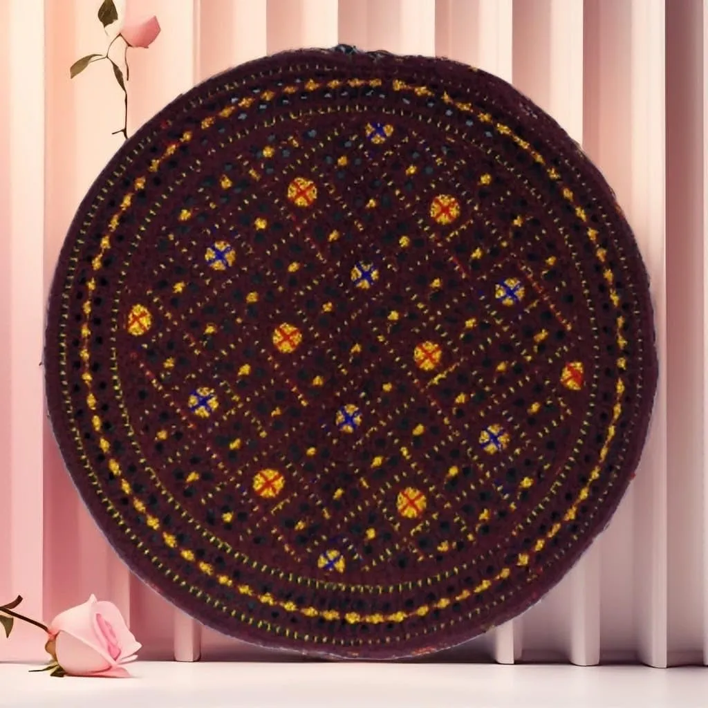 Sindhi Topi Kufi Traditional Handmade Cap with Embroidered Front Cut Unisex, Ramadan, Eid Gift for Muslims Made in Pakistan