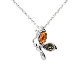 Small Butterfly Necklace With Amber