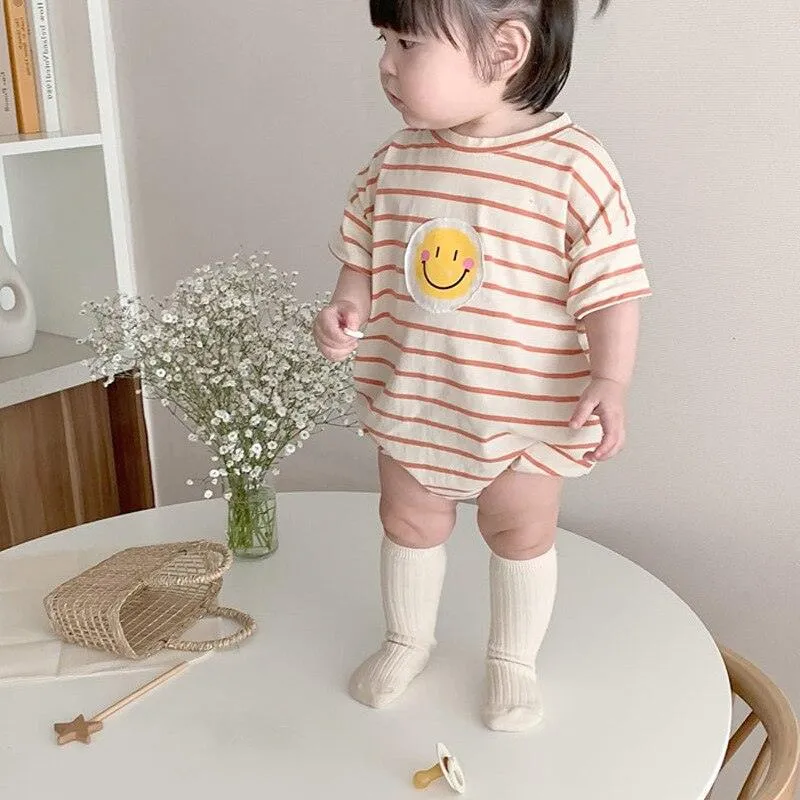 Smiley Striped Romper