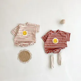 Smiley Striped Romper