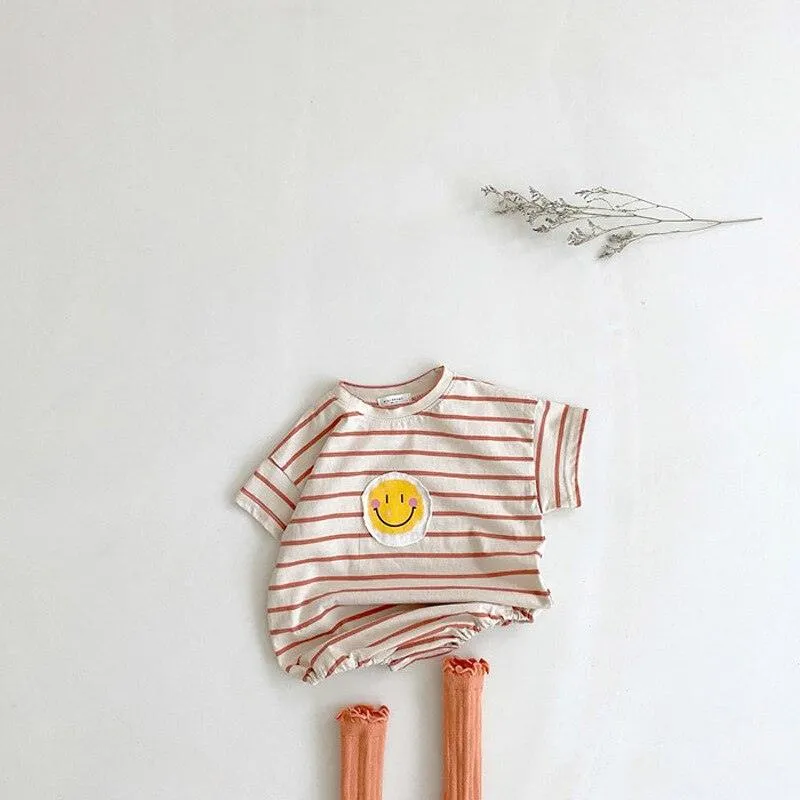 Smiley Striped Romper