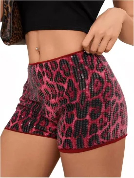 SOLY HUX Womens Cheetah Print Micro Shorts Leopard Y2k Mini Rave Outfits
