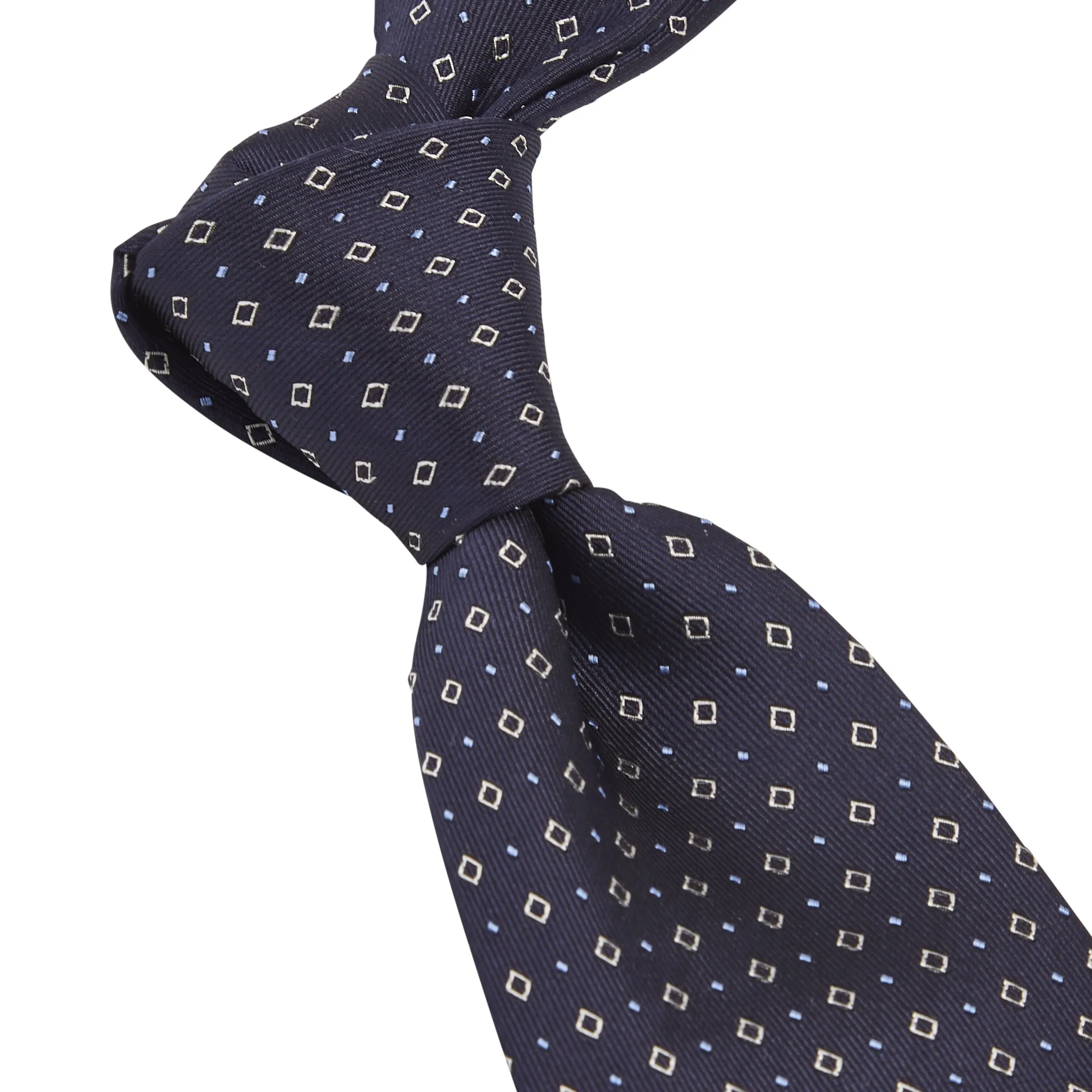 Sovereign Grade Midnight Blue Alternating Square Dot Jacquard Tie