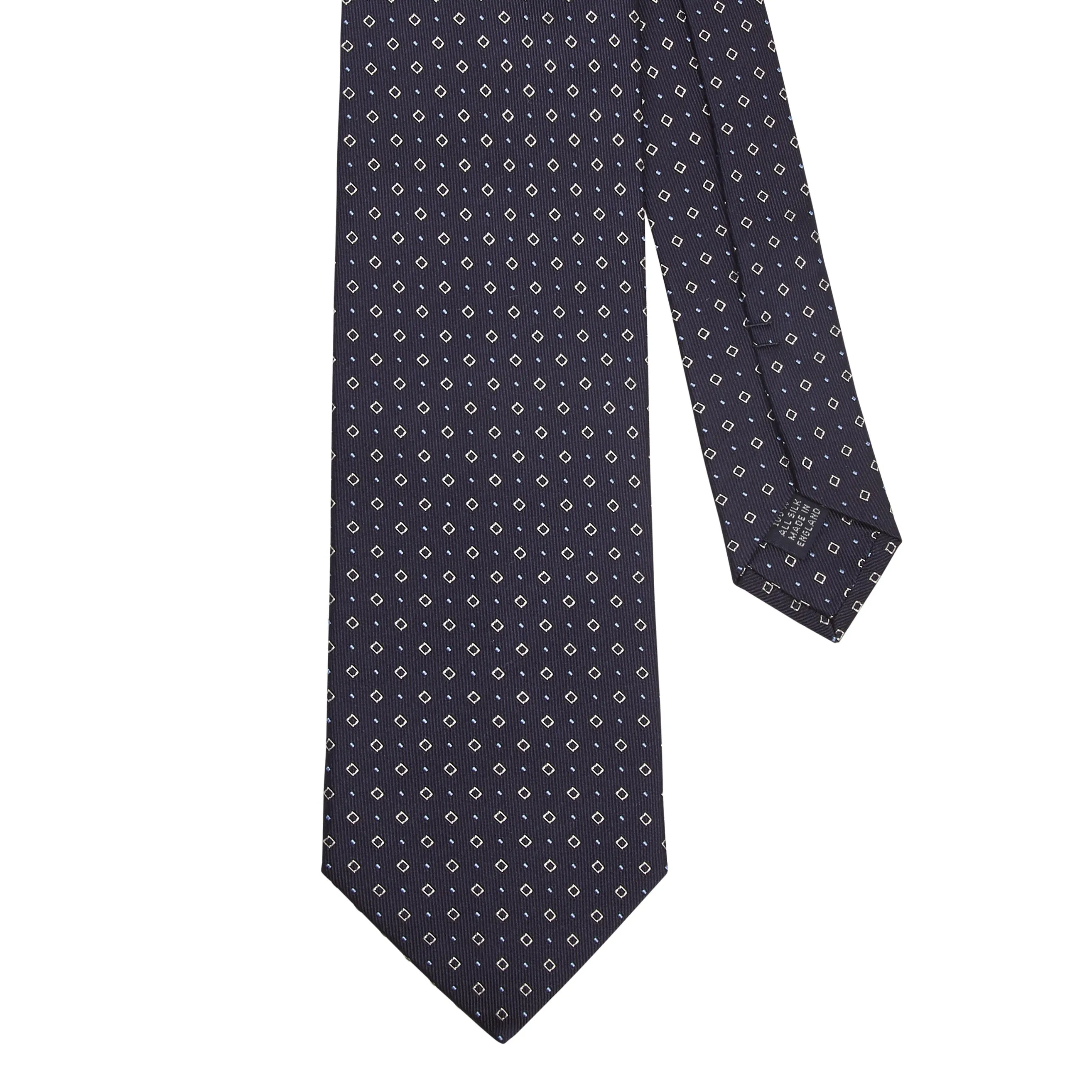 Sovereign Grade Midnight Blue Alternating Square Dot Jacquard Tie