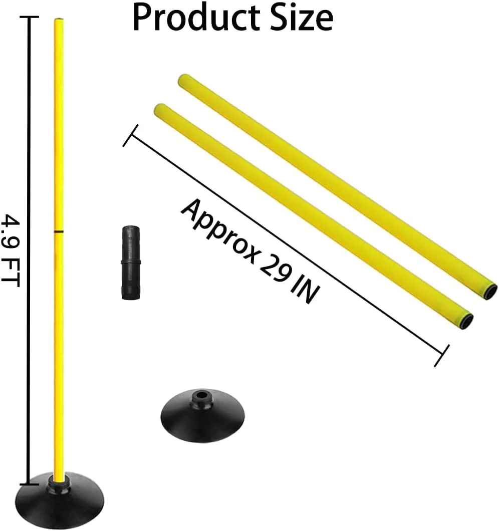 TNZMART 4.9FT Training Agility Poles Set Detachable Soccer Training Sticks Slalom Poles with 10 Disc Cones and Speed Ladder