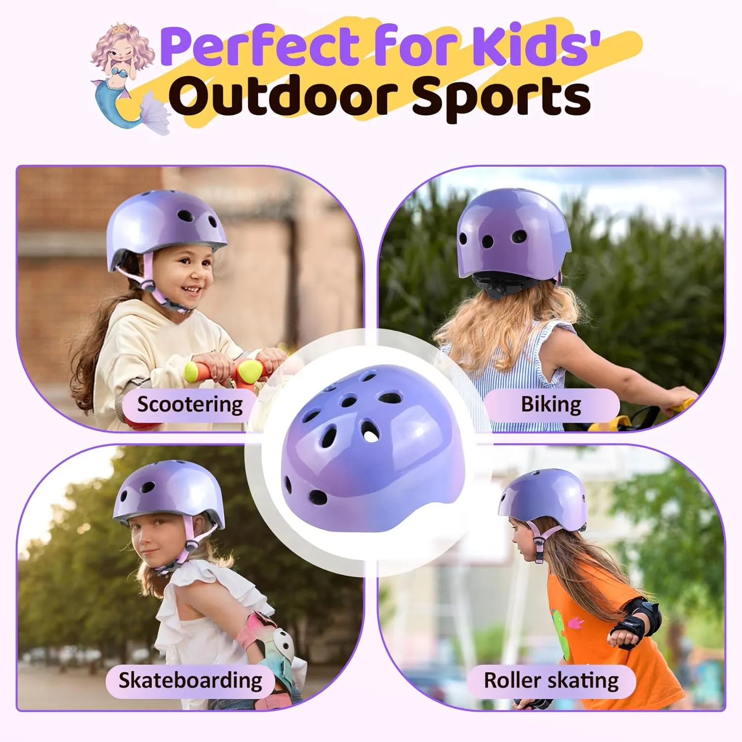 Vvinca Toddler Kids Bike Helmet for Ages 1-2-3-4-5-6-7-8 Years with DIY Stickers, Kids Helmet for Multi-Sport Skateboard Scooter Roller Skating Adjustable Birthday Gift for Child Girls Boys Safety