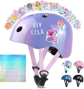 Vvinca Toddler Kids Bike Helmet for Ages 1-2-3-4-5-6-7-8 Years with DIY Stickers, Kids Helmet for Multi-Sport Skateboard Scooter Roller Skating Adjustable Birthday Gift for Child Girls Boys Safety