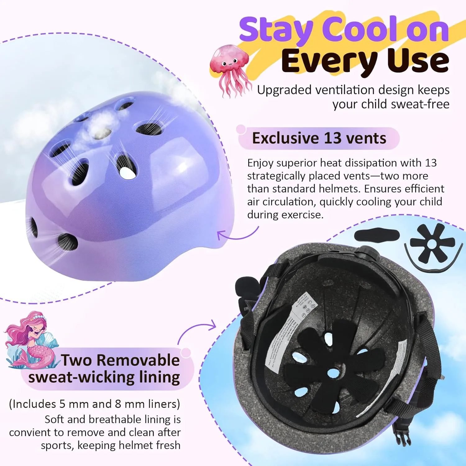 Vvinca Toddler Kids Bike Helmet for Ages 1-2-3-4-5-6-7-8 Years with DIY Stickers, Kids Helmet for Multi-Sport Skateboard Scooter Roller Skating Adjustable Birthday Gift for Child Girls Boys Safety