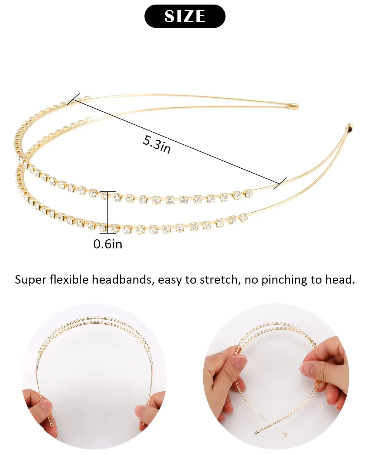 Wecoe 4 Pack Rhinestone Headbands Women Gold Metal Headbands Flower Girl Bridal Wedding Crystal Headpieces Flower Leaf Butterfly Headband Tiara Formal Hair Accessories For Women Girls Halloween Gifts