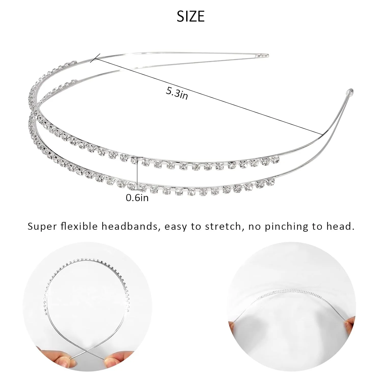 Wecoe 4 Pack Silver Rhinestone Headband Flower Girl Bridal Wedding Headband Crystal Headpiece Flower Leaf Butterfly Metal Hairband Girls Hair Accessories For Women Girls Gifts