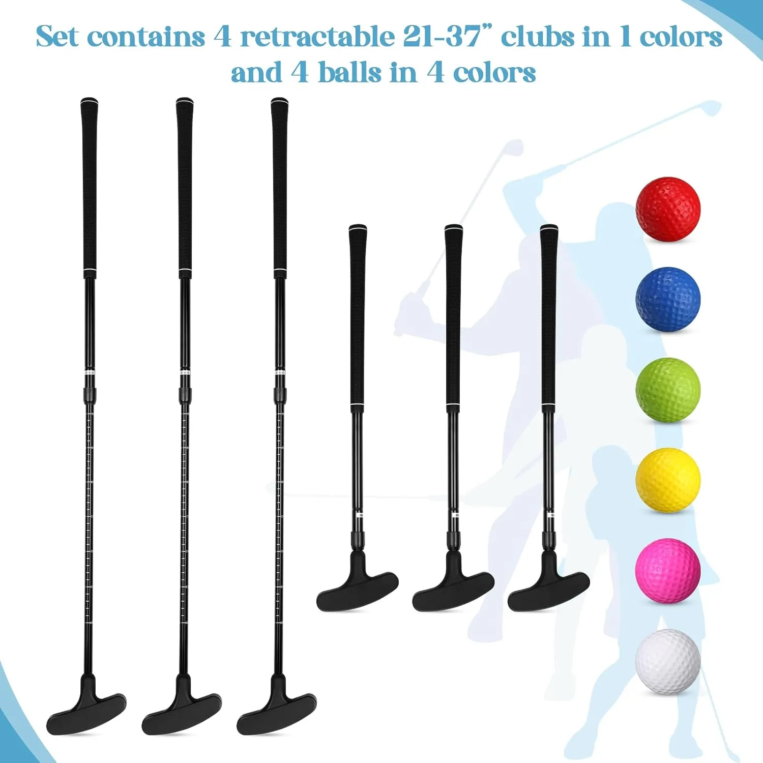 Wettarn 6 Set Golf Putters for Men and Women Two Way Mini Golf Putter with 6 Golf Balls Kids Putter Bulk for Right or Left Handed Golfers Adjustable Length Golf Clubs Set