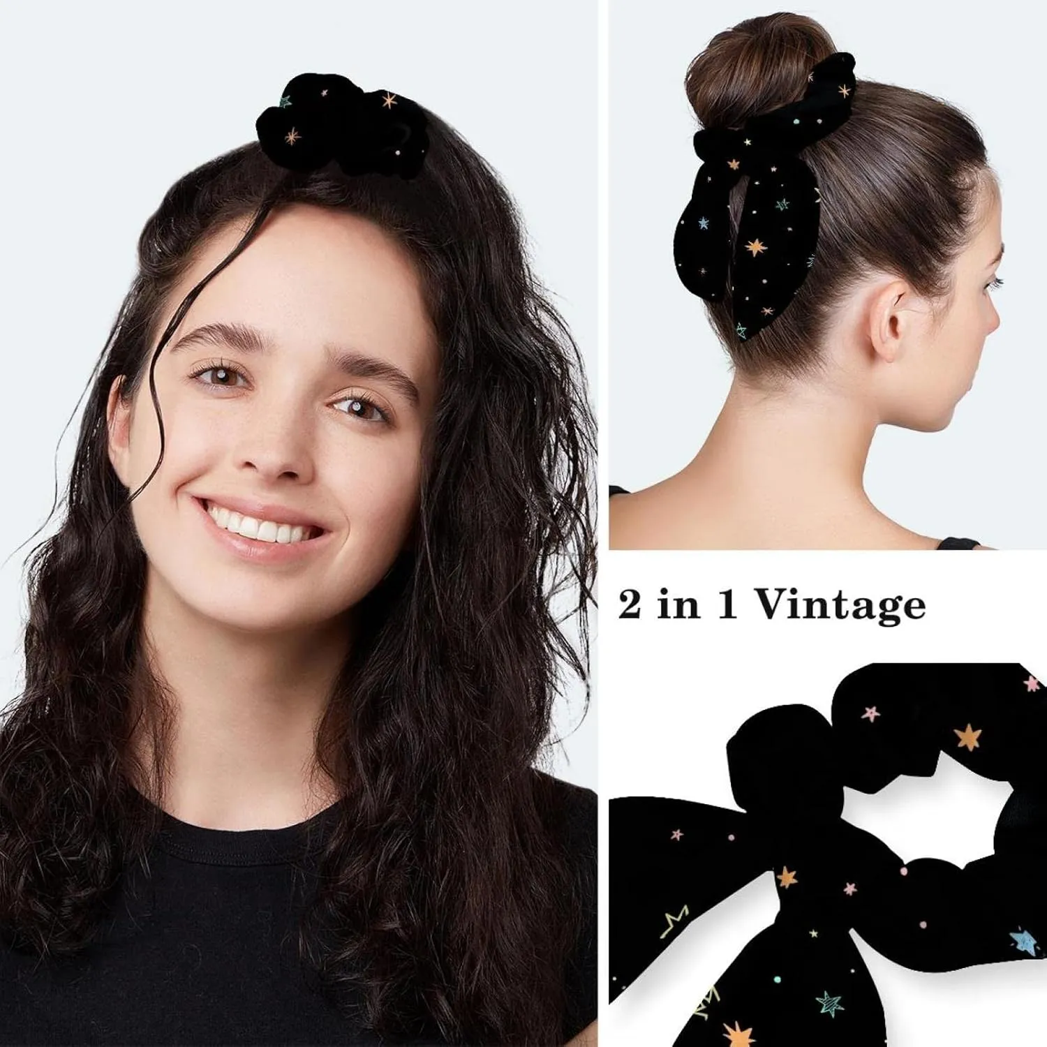 Women's Working Caps Bouffant Surgical Cap with Bow Scrunchies Little Daisy Art Paint Ponytail Holder Tie Back Scrub Hat